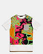 COACH®,PSYCHEDELIC SWIRL TEE SHIRT WITH BAND,n/a,ORANGE/PINK PSY SWIRL,Scale View