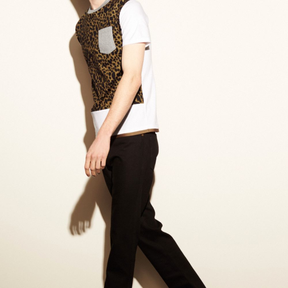 COACH®,WILDCAT PRINTED TEE SHIRT WITH BAND,n/a,SURPLUS/BLACK WILDCAT,Front View