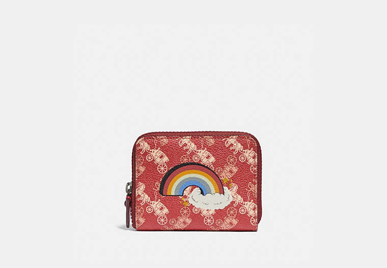 Small Zip Around Wallet With Horse And Carriage Print And Rainbow