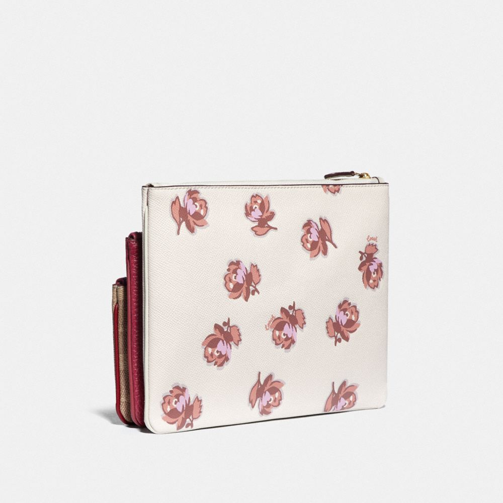 Triple Pouch In Signature Canvas And Floral Print