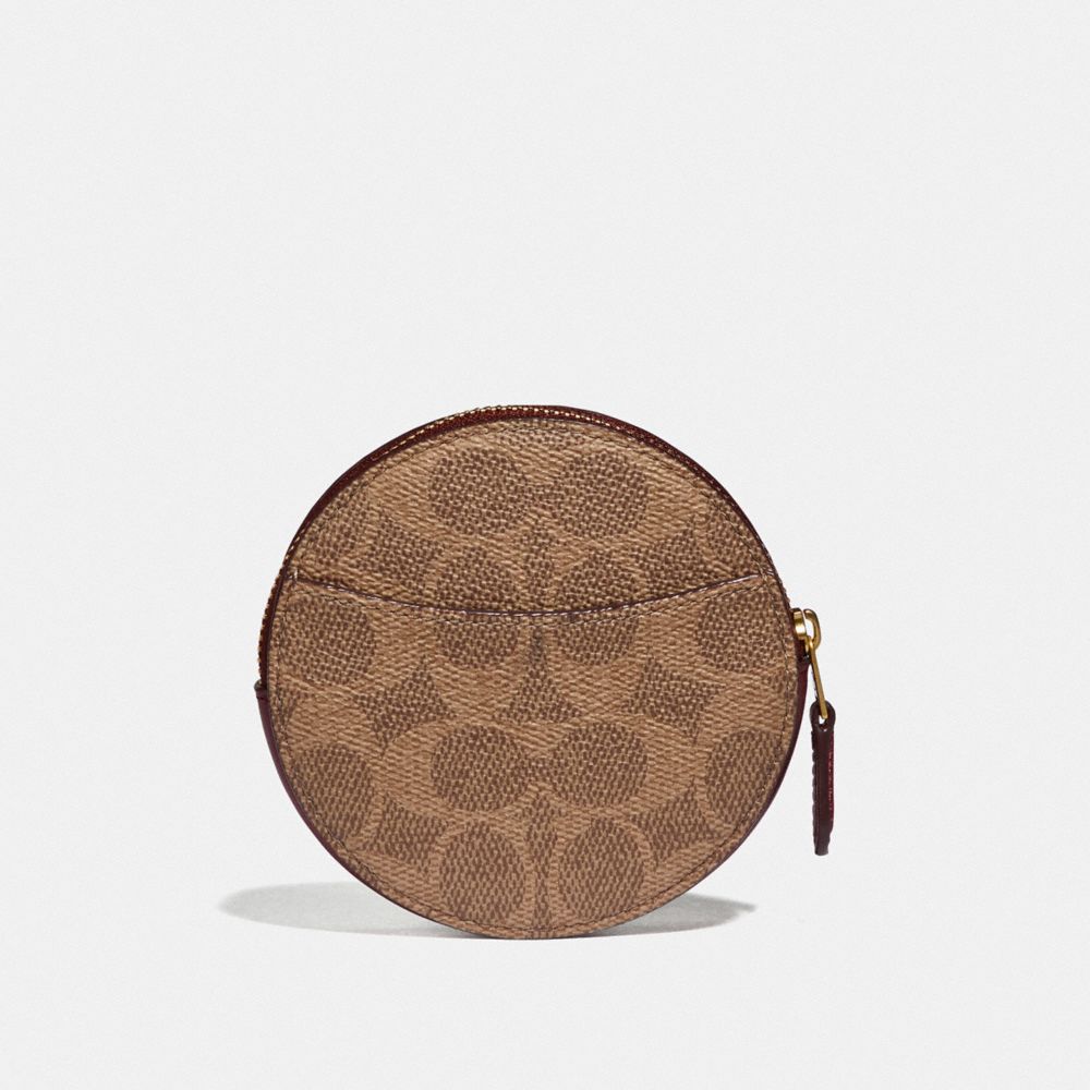 COACH®,Round Coin Case In Signature Canvas,,Back View
