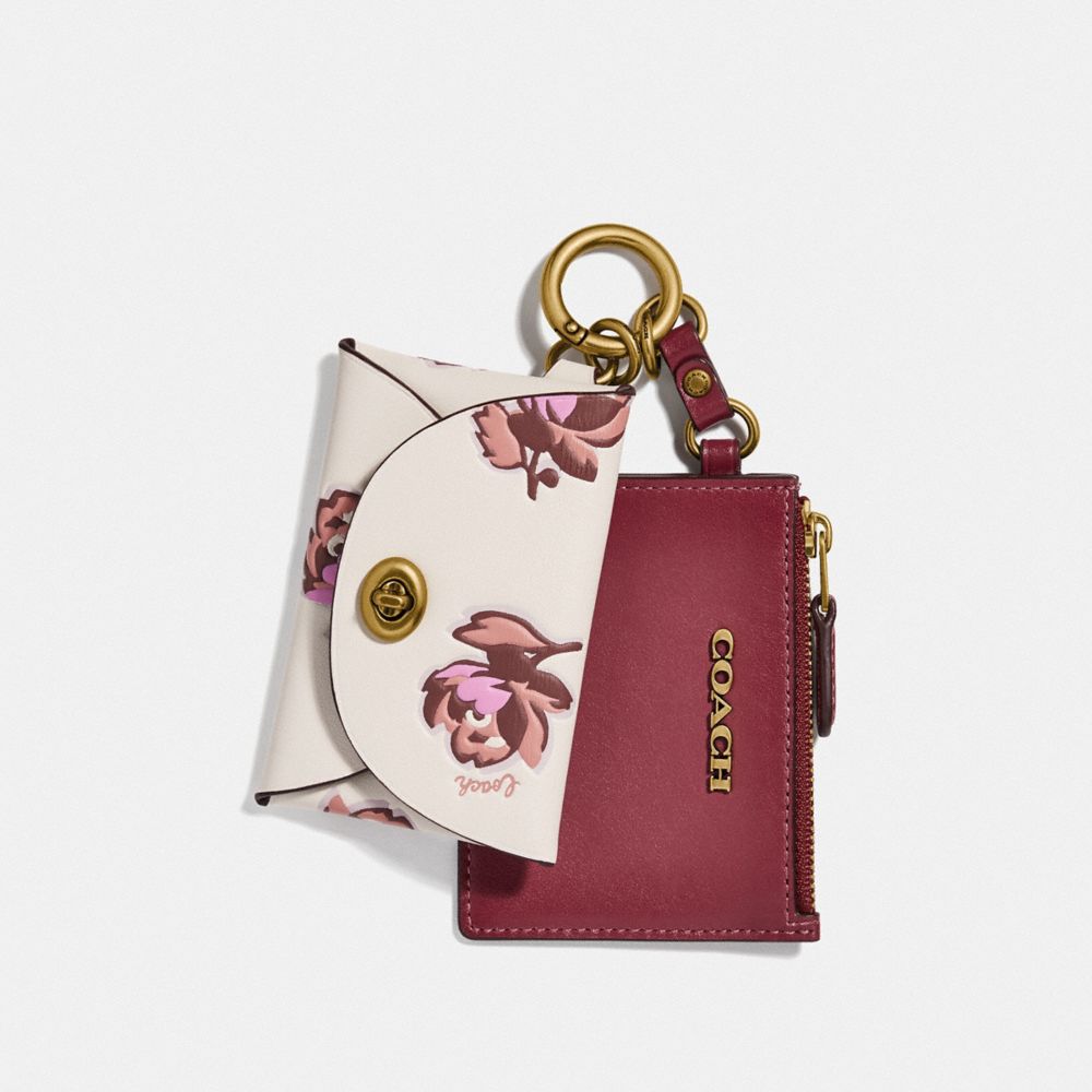 ★Coach★ Card case with floral print CAN54 LHCAH NWT Coach Zip Card Case In Signature Canvas With Floral