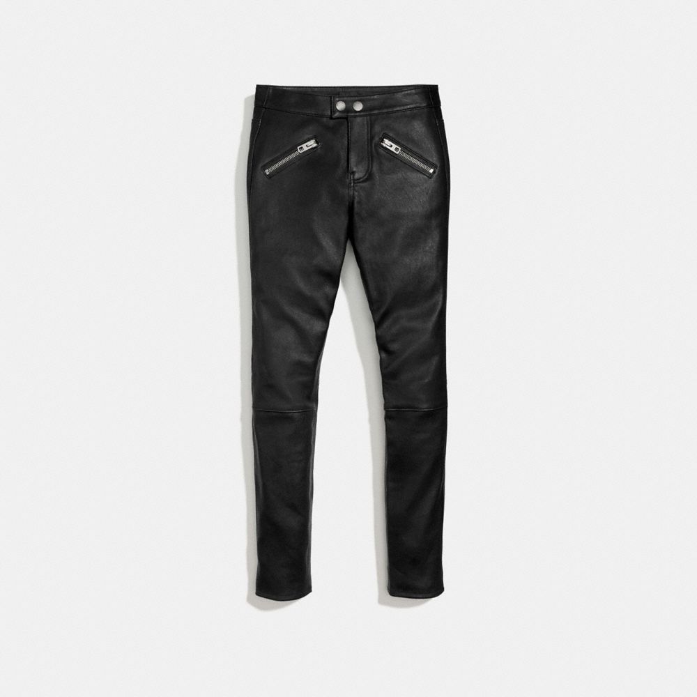 Zip Pocket Leather Pants