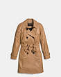 COACH®,LEATHER DRAPEY TRENCH,Leather,Camel,Front View