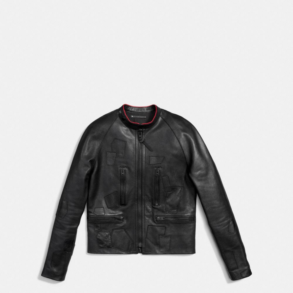 COACH®: Leather Patched Racer Jacket