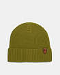 COACH®,RIB KNIT MERINO WOOL HAT,Olive Green,Front View