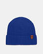 COACH®,RIB KNIT MERINO WOOL HAT,n/a,Sport Blue,Front View