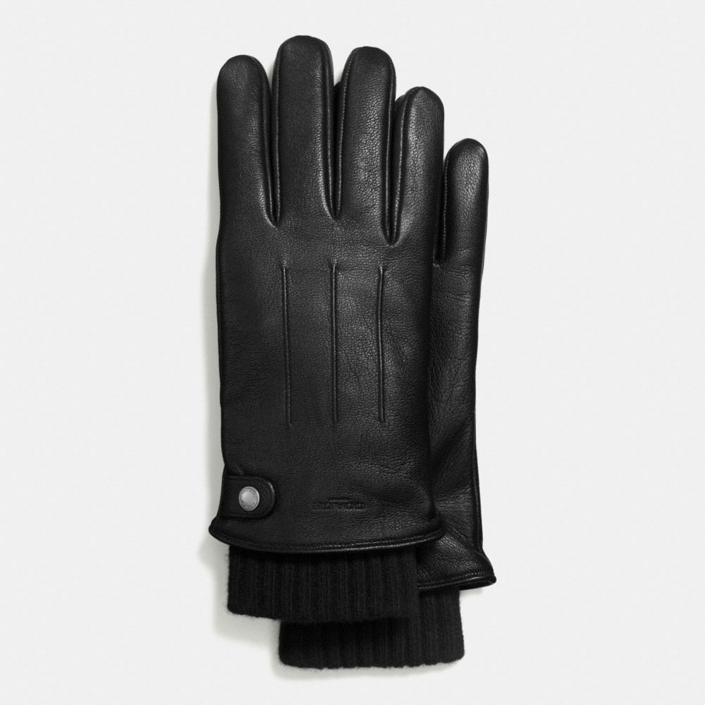 COACH®,3-IN-1 GLOVE,Leather,Black,Front View
