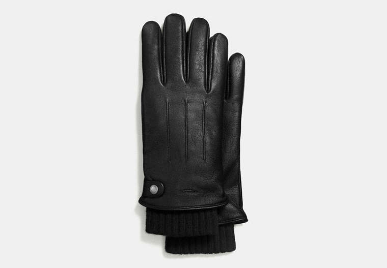 COACH®,3-IN-1 GLOVE,Leather,Black,Front View