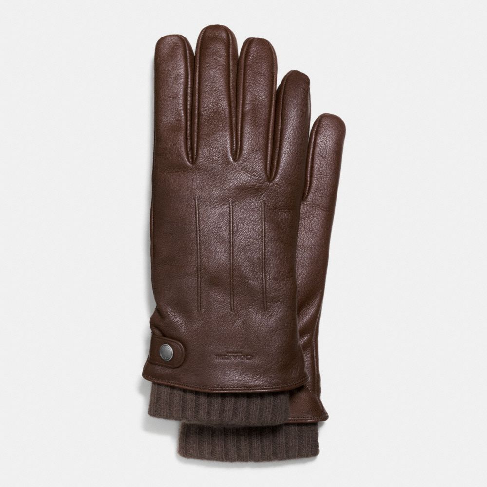 COACH®,3-IN-1 GLOVE,Leather,Mahogany brown,Front View