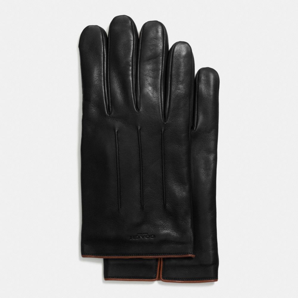 COACH®,TECH NAPPA GLOVE,Leather,Black,Front View
