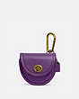 COACH®,TURNLOCK KEY FOB,Smooth Leather,Mini,PURPLE,Front View