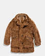 COACH®,TOY SOLDIER SHEARLING PIECED COAT,n/a,Mahogany brown,Front View