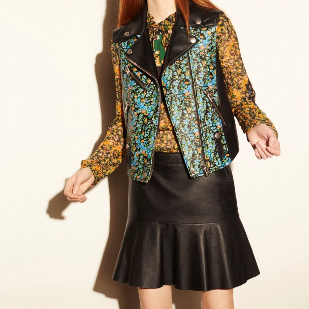 Floral Quilted Biker Vest