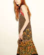 COACH®,LONG FRONT PLACKET DRESS,Silk,Yellow Multi,Front View