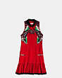 COACH®,SHORT DRESS WITH APPLIQUE,Silk,Red.,Scale View