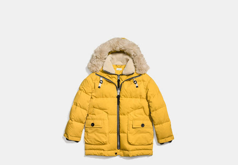 COACH®,TOY SOLDIER DOWN PARKA,n/a,YELLOW,Front View