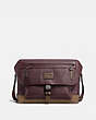 COACH®,MANHATTAN BIKE BAG,Pebble Leather,Large,Oxblood/Fatigue/Black Antique Nickel,Front View