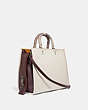 COACH®,ROGUE 36 IN COLORBLOCK WITH SNAKESKIN DETAIL,Python,Large,Pewter/Chalk,Angle View