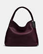 COACH®,BANDIT HOBO 39,Pebbled Leather,X-Large,Black Copper/Oxblood,Front View