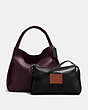 COACH®,BANDIT HOBO 39,Pebbled Leather,X-Large,Black Copper/Oxblood,Angle View