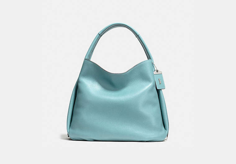 COACH®,BANDIT HOBO 39,Pebbled Leather,X-Large,Steel Blue/Light Antique Nickel,Front View