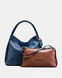COACH®,BANDIT HOBO 39,Pebbled Leather,X-Large,Brass/Dark Denim,Angle View