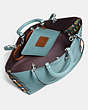 COACH®,ROGUE TOTE WITH COLORBLOCK COACH LINK DETAIL,Leather,X-Large,Light Antique Nickel/Steel Blue Multi,Inside View,Top View