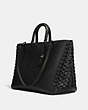 COACH®,ROGUE TOTE WITH COACH LINK DETAIL,Leather,X-Large,Black Copper/Black,Group View