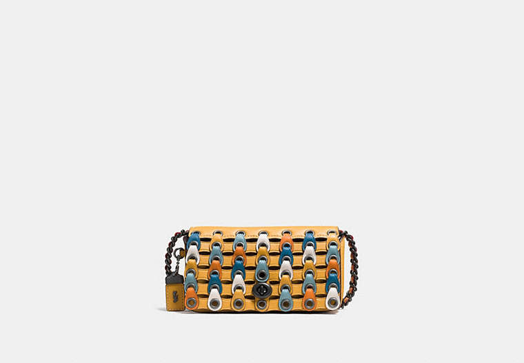 COACH®,DINKIER WITH COLORBLOCK COACH LINK,Leather,Mini,Pewter/Goldenrod Multi,Front View