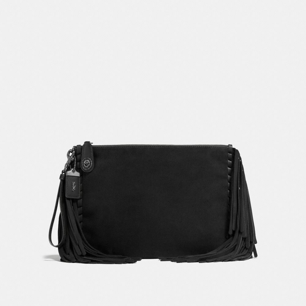 COACH®,Cuir,étain/Noir,Front View