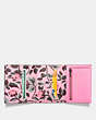 COACH®,SMALL TRIFOLD WALLET WITH FLORAL PRINT INTERIOR,Leather,BP/Neon Pink,Inside View,Top View