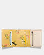 COACH®,SMALL TRIFOLD WALLET WITH FLORAL PRINT INTERIOR,Leather,Brass/Chalk,Inside View,Top View