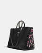 COACH®,ROGUE TOTE WITH SNAKESKIN COACH LINK DETAIL,reptile,Black Copper/Black,Group View