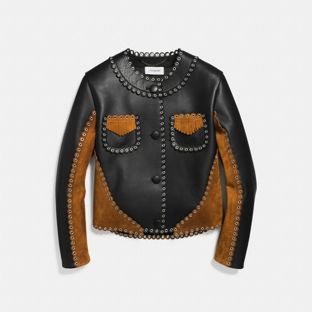 Cropped Jacket With Western Eyelets