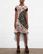 COACH®,MIXED PRINT CIRCLE DRESS,Synthetic,Pink Multi,Front View