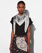 COACH®,SCRIBBLE CAMO ROSE SCARF,Mixed Material,GREY,Angle View