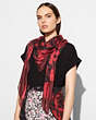 COACH®,SCRIBBLE CAMO ROSE SCARF,Mixed Material,Red.,Angle View
