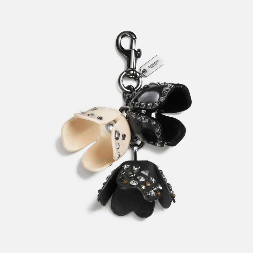 COACH Tea Rose Bag Charm in Black