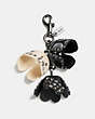 COACH®,STUDDED TEA ROSE BAG CHARM,Mixed Material,Black/White,Front View