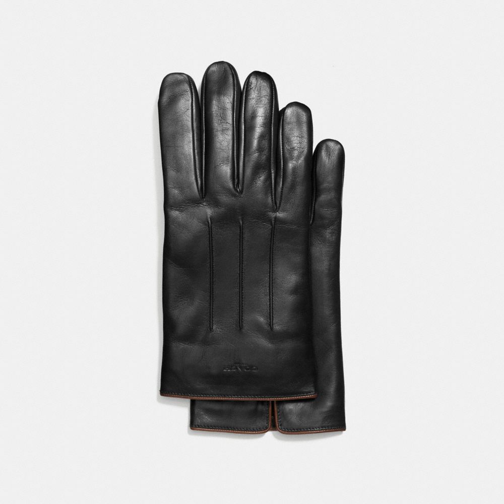 COACH®,TECH NAPPA GLOVES,Leather,Black,Front View