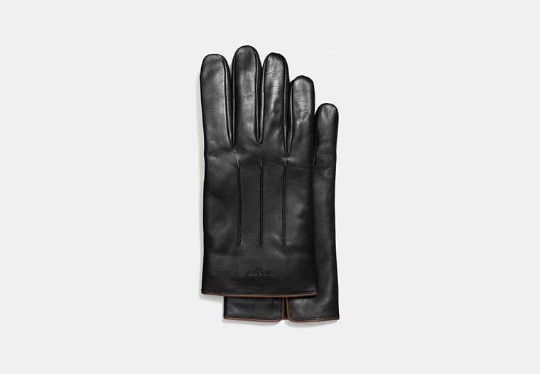 COACH®,TECH NAPPA GLOVES,Leather,Black,Front View