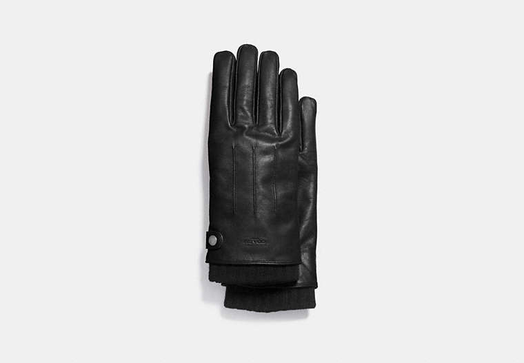 COACH®,3-IN-1 GLOVE IN LEATHER,Leather,Black,Front View