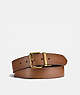 COACH®,HARNESS BUCKLE CUT-TO-SIZE REVERSIBLE BELT, 38MM,Leather,Dark Saddle/Black,Front View