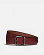 COACH®,HARNESS BUCKLE CUT-TO-SIZE REVERSIBLE BELT, 38MM,Leather,Red Currant/Saddle,Front View