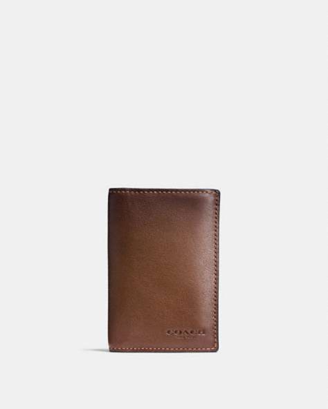 COACH®,BIFOLD CARD CASE,Leather,Dark Saddle,Front View