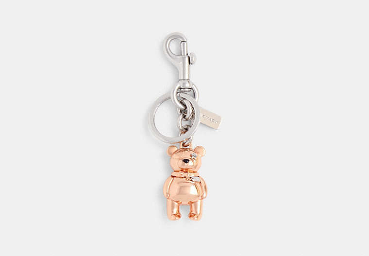 COACH®,3D BEAR BAG CHARM,mixedmaterial,Rose Gold,Front View