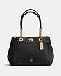 COACH®,TURNLOCK EDIE CARRYALL,Leather,Large,Light Gold/Black,Front View