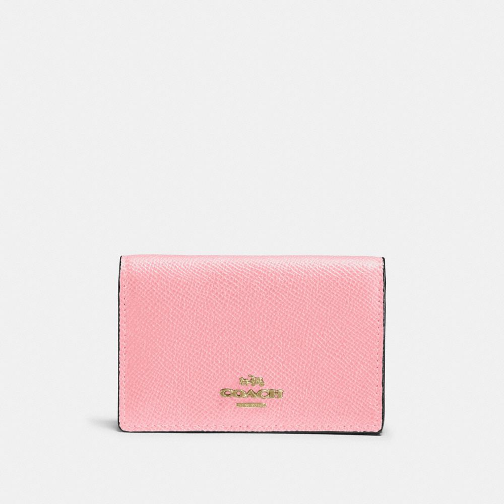 COACH®,BUSINESS CARD CASE,Leather,Gold/Blossom,Front View