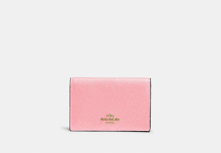 COACH®,BUSINESS CARD CASE,Leather,Gold/Blossom,Front View
